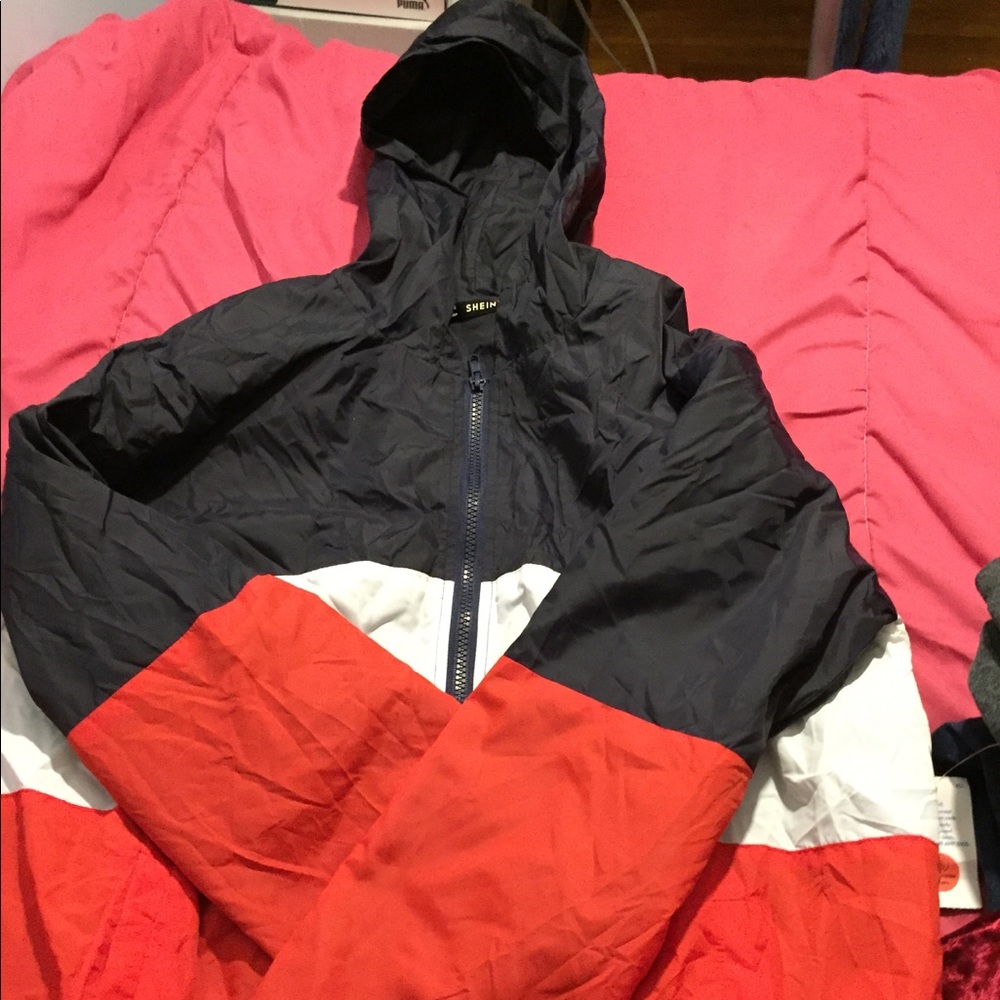 Red blue and white windbreaker shein worn twice